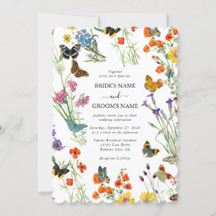 Aquarellfarbene Wildblumen Butterfliegen Blumenzeh Einladung