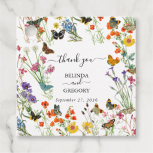 Aquarellfarbene Wildblumen Butterfliegen Blumenzeh Geschenkanhänger