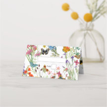 Aquarellfarbene Wildblumen Butterfliegen Blumenzeh