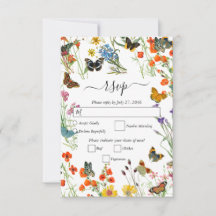 Aquarellfarbene Wildblumen Butterfliegen Blumenzeh