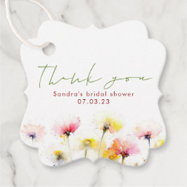 Aquarellfarbene Wildblumen Elegante Hochzeit Viele Geschenkanhänger