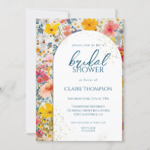 Aquarellfarbene Wildblumen Farbvolles Brautparty