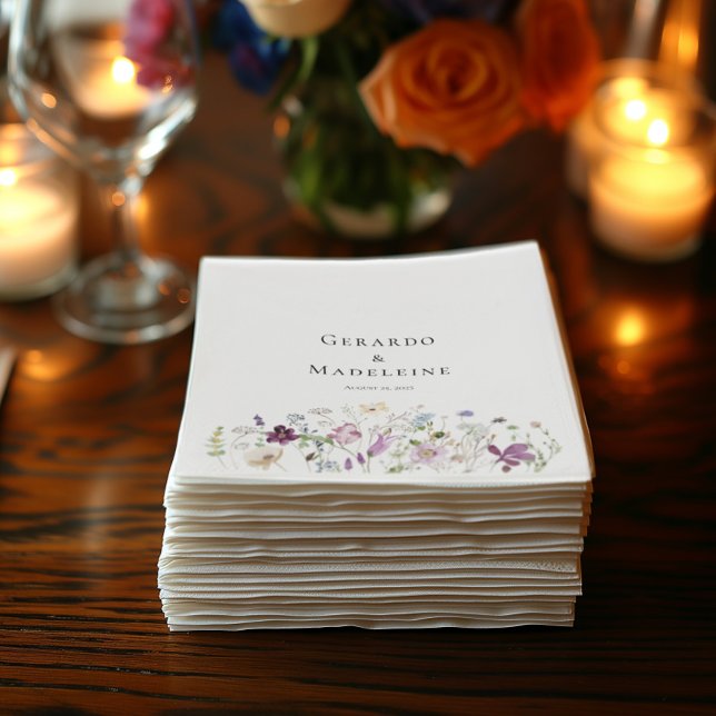 Aquarellfarbene Wildblumen Hochzeitspapier Napkins Serviette (Von Creator hochgeladen)