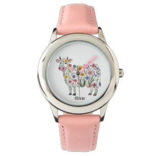 Aquarellfarbene Wildblumen in Form einer Niedliche Armbanduhr