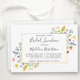 Aquarellfarbene Wildblumen Kalligraphie Bridal Lun Einladung