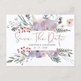 Aquarellfarbene Wildblumen Kupfer SAVE THE DATE Postkarte
