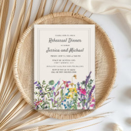 Aquarellfarbene Wildblumen Rustikale Hochzeit Einladung