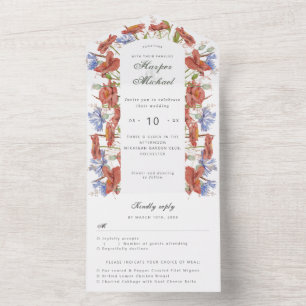 Aquarellfarbene Wildblumen uAwg Hochzeit All In One Einladung