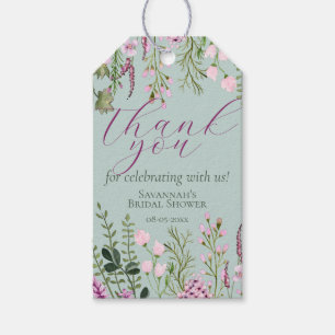 Aquarellfarbene Wildblumen Violette Blumen Danke Geschenkanhänger