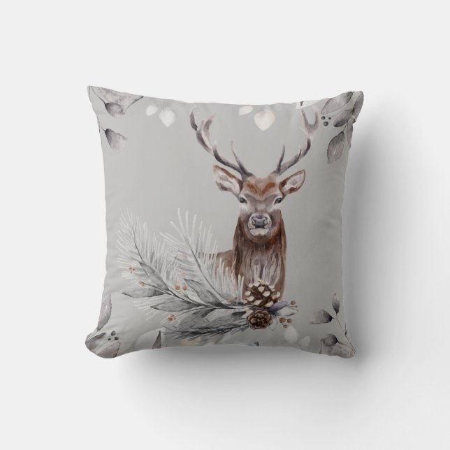 Aquarellfarbene Winterlandschaft Kissen (Vorderseite)