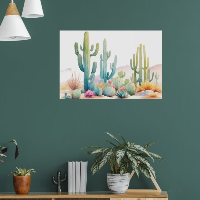 Aquarellfarbene Wüste Illustration Landschaft Poster (Wohnzimmer 1)