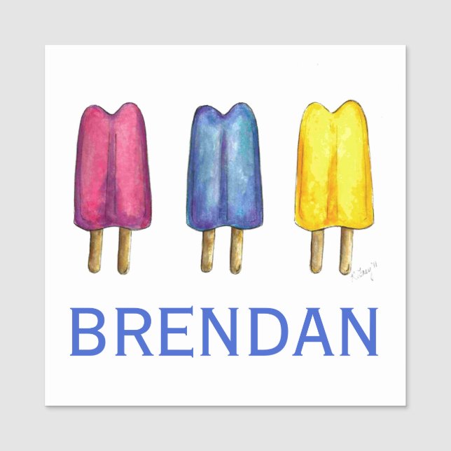 Aquarellfarbene Zweifarbige Pop Popsicles Painted  Namensschild (Vorderseite)