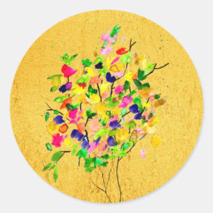 Aquarellfarbener Baum Runder Aufkleber