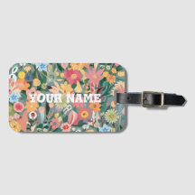 Aquarellfarbener Blumengarten Grün und Pfirsich