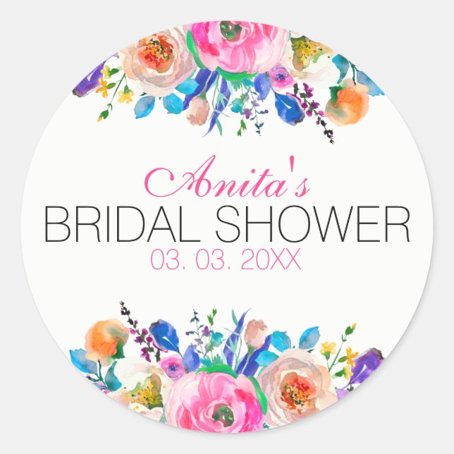 Aquarellfarbener Bouquet Runder Aufkleber (Vorderseite)