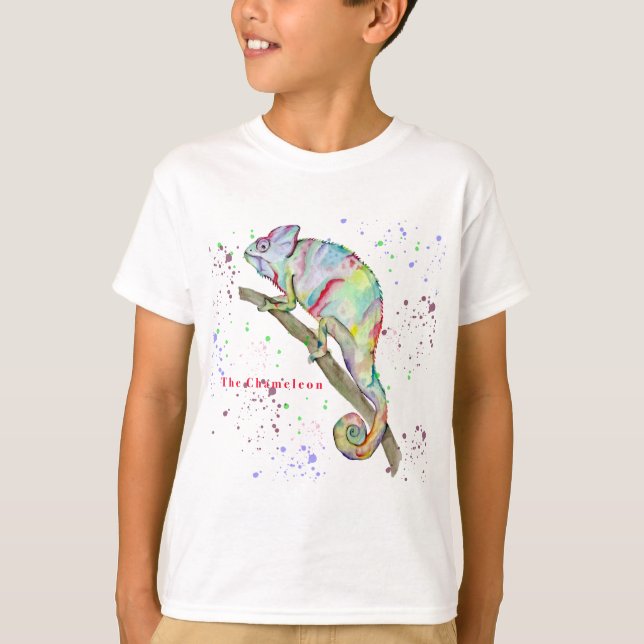 Aquarellfarbener Chamäleon T-Shirt (Vorderseite)