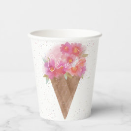 Aquarellfarbener Eiscreme Kapelle mit Namen Pappbecher