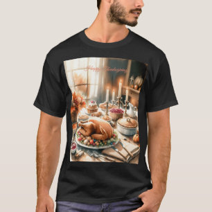 Aquarellfarbener Erntedank Illustration T - Shirt