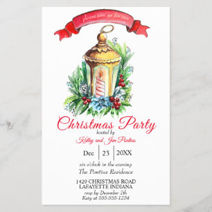 Aquarellfarbener Flyer Weihnachten Party Einladung