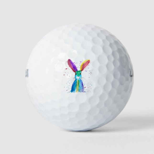 Aquarellfarbener Hasen Kaninchen Tiersonne Golfball (Vorderseite)