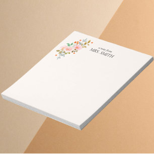 Aquarellfarbener hellgelber Blumenzettel des Lehre Notizblock