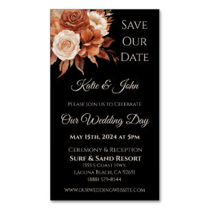 Aquarellfarbener Herbst Elegance Wedding Save the Magnetische Visitenkarte