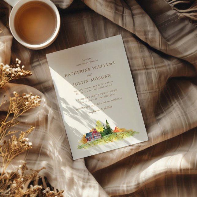 Aquarellfarbener Herbst Inspirierte Hochzeit Einladung (Von Creator hochgeladen)