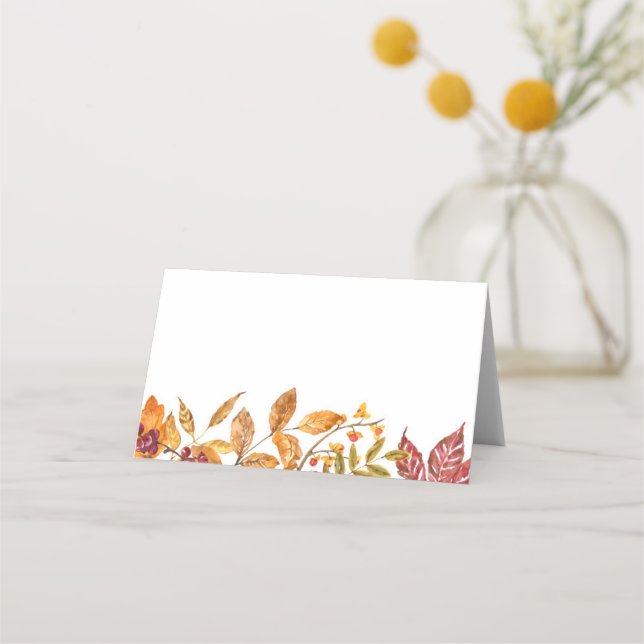 Aquarellfarbener Herbst lässt Hochzeit im Herbst S Platzkarte (Vorderseite)