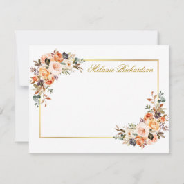 Aquarellfarbener Herbst Personalisierter Goldrahme Mitteilungskarte