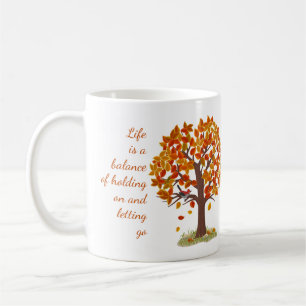 Aquarellfarbener Herbstbaum Lebensdauer ist Gleich Kaffeetasse