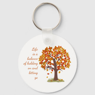 Aquarellfarbener Herbstbaum Lebensdauer ist Gleich Schlüsselanhänger
