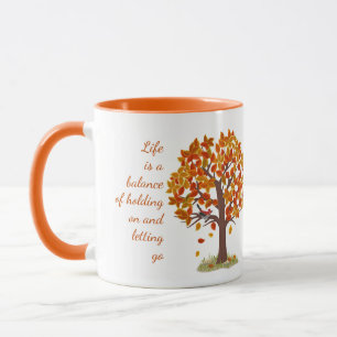 Aquarellfarbener Herbstbaum Lebensdauer ist Gleich Tasse