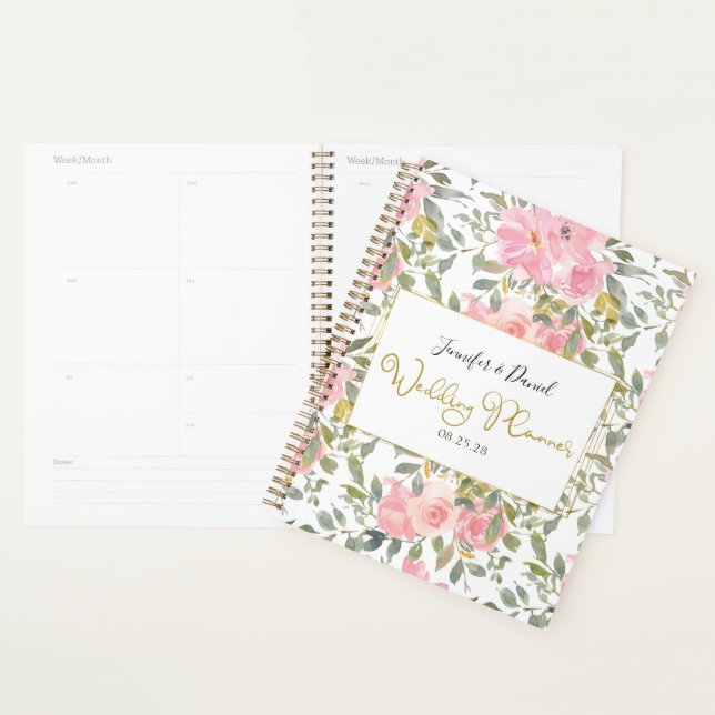 Aquarellfarbener Hochzeitsplaner in Rosa Planer (Anzeige)