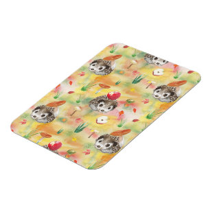 Aquarellfarbener Igel mit Pilzen und Apfel Magnet