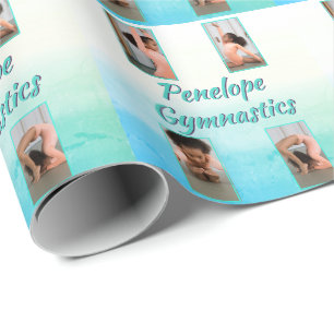 Aquarellfarbener Individuelle Name, Sport und Foto Geschenkpapier