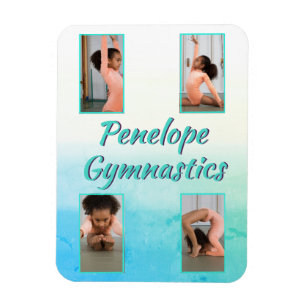 Aquarellfarbener Individuelle Name, Sport und Foto Magnet