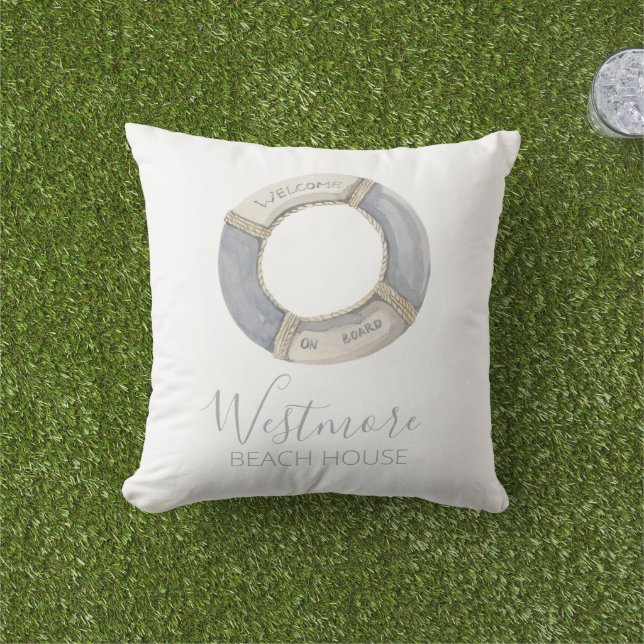 Aquarellfarbener Lebensraum Beach House Kissen (Golfball-Marker)