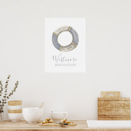 Aquarellfarbener Lebensraum Beach House Poster