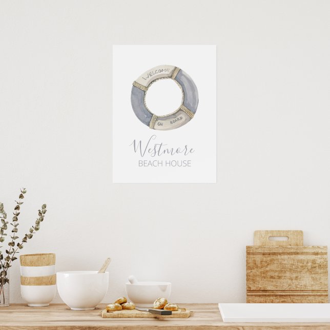 Aquarellfarbener Lebensraum Beach House Poster (Küche)