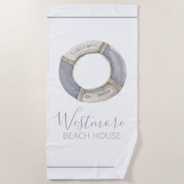 Aquarellfarbener Lebensraum Beach House Strandtuch