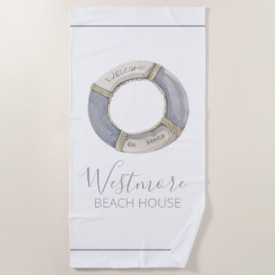 Aquarellfarbener Lebensraum Beach House Strandtuch