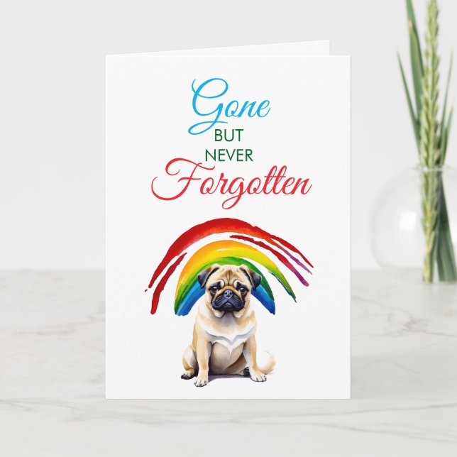 Aquarellfarbener Mops Pet Loss Beileid Karte (Vorderseite)