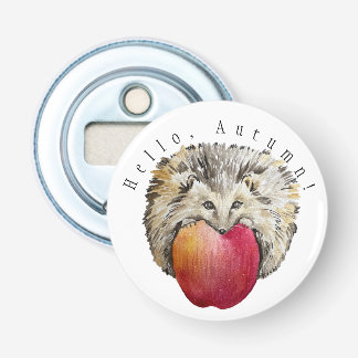 Aquarellfarbener niedlicher Igel und Apfel Flaschenöffner