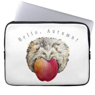 Aquarellfarbener niedlicher Igel und Apfel Laptopschutzhülle