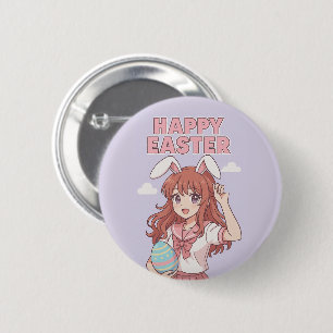 Aquarellfarbener Osterhase Bunny Button