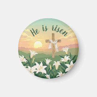 Aquarellfarbener Ostersonnenaufgang Christliches K Magnet