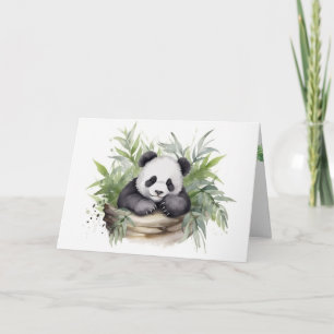 Aquarellfarbener Panda-Bär im Korb Karte