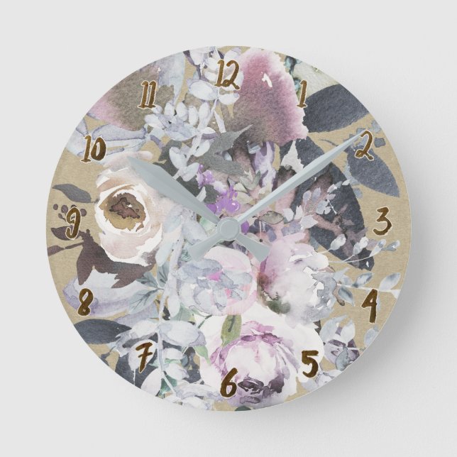 Aquarellfarbener pastellfarbener Farbtopf Runde Wanduhr (Vorderseite)