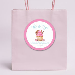 Aquarellfarbener Pinkkuchen mit Schokolade Vielen  Runder Aufkleber