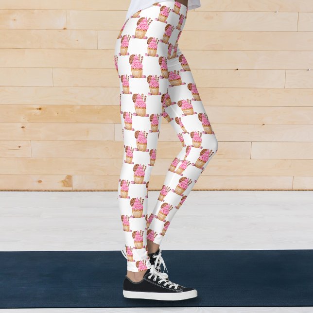 Aquarellfarbener Pinkkuchen mit Schokoladenmuster Leggings (Von Creator hochgeladen)